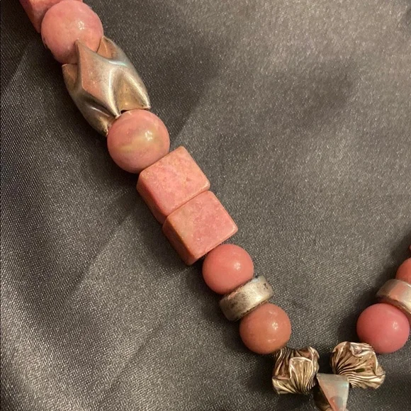 Vintage Sterling Silver Heart Pendant and Pink Stone Necklace - Picture 3 of 16